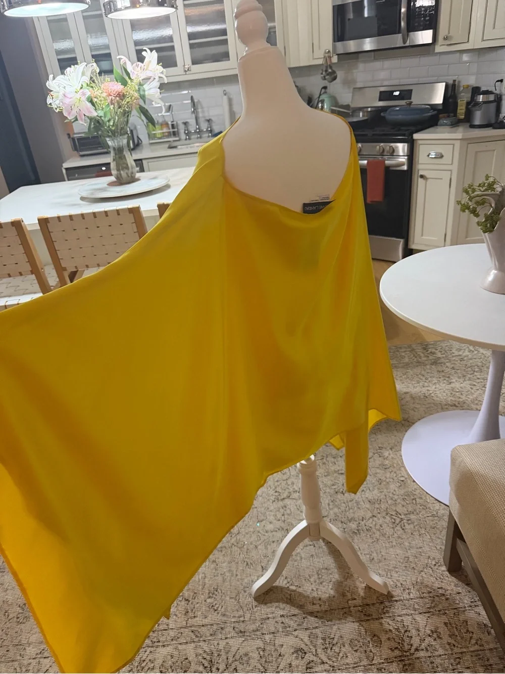 100% Silk Yellow Cape Poncho